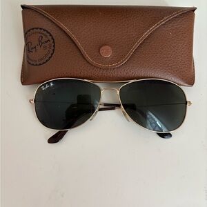 Ray-Ban Gold Frame Sunglasses with Brown Case